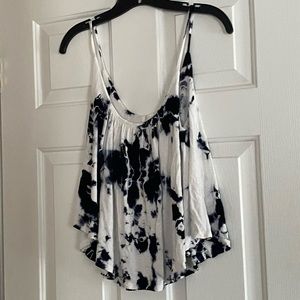 Black And White Tie Dye Crop Top